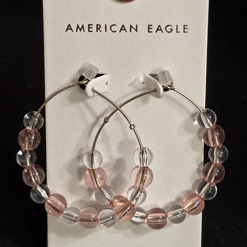 American Eagle Outfitters Pink and Clear Beaded Earrings